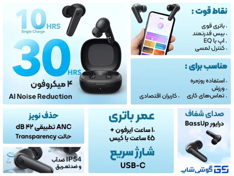 هدفون بلوتوثی انکر مدل SoundCore R50i A3949